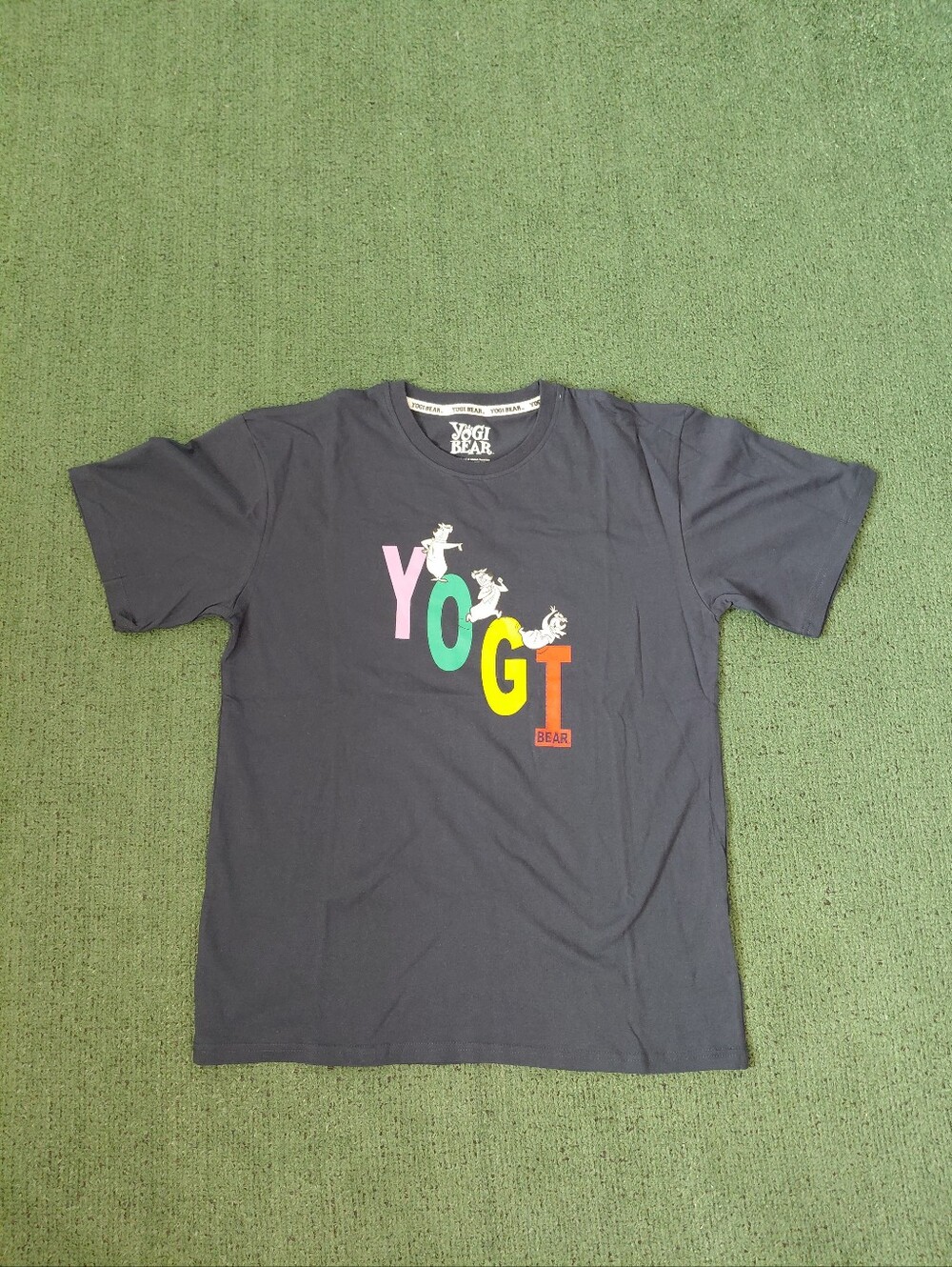 Youth Yogi Bear Colorful Cartoon Kids Navy Blue T Shirt Sz XL